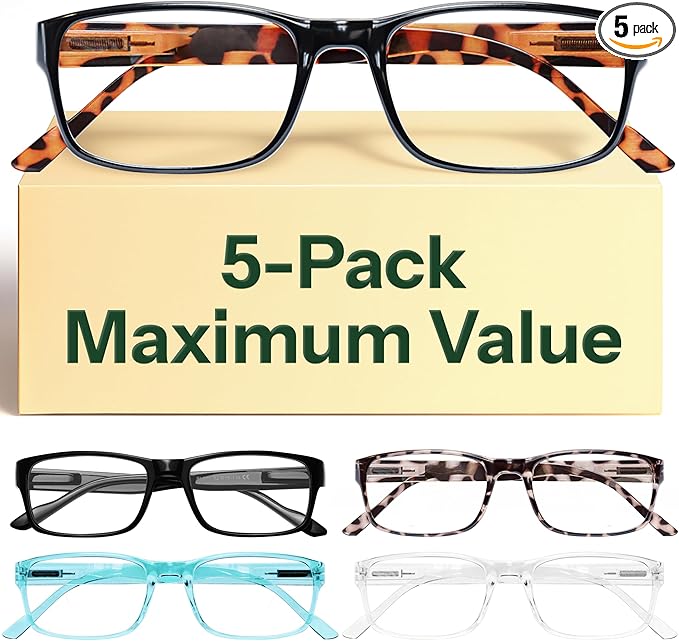 Gaoye Professional Reading Glasses for All Day - Computer Readers with Blue Light Protection - Value Pack