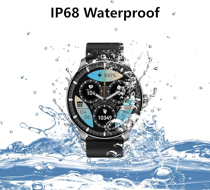 1.43” Men's Smart Watch, AMOLED Display, Work with Android/iPhone, Waterproof IP68, Long Battery Life, Fitness & Health Tracker, Heart Rate Monitor, Step Counter, Track Your Workout, Run and More