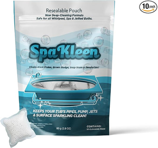Jetted Tub Cleaner – Unscented, Septic Safe Powder for Whirlpool & Jacuzzi | 10 Cleanings Per Pouch | Fast 15-Minute Action | Removes Sludge, Soap Scum & Black Flakes | Made in USA
