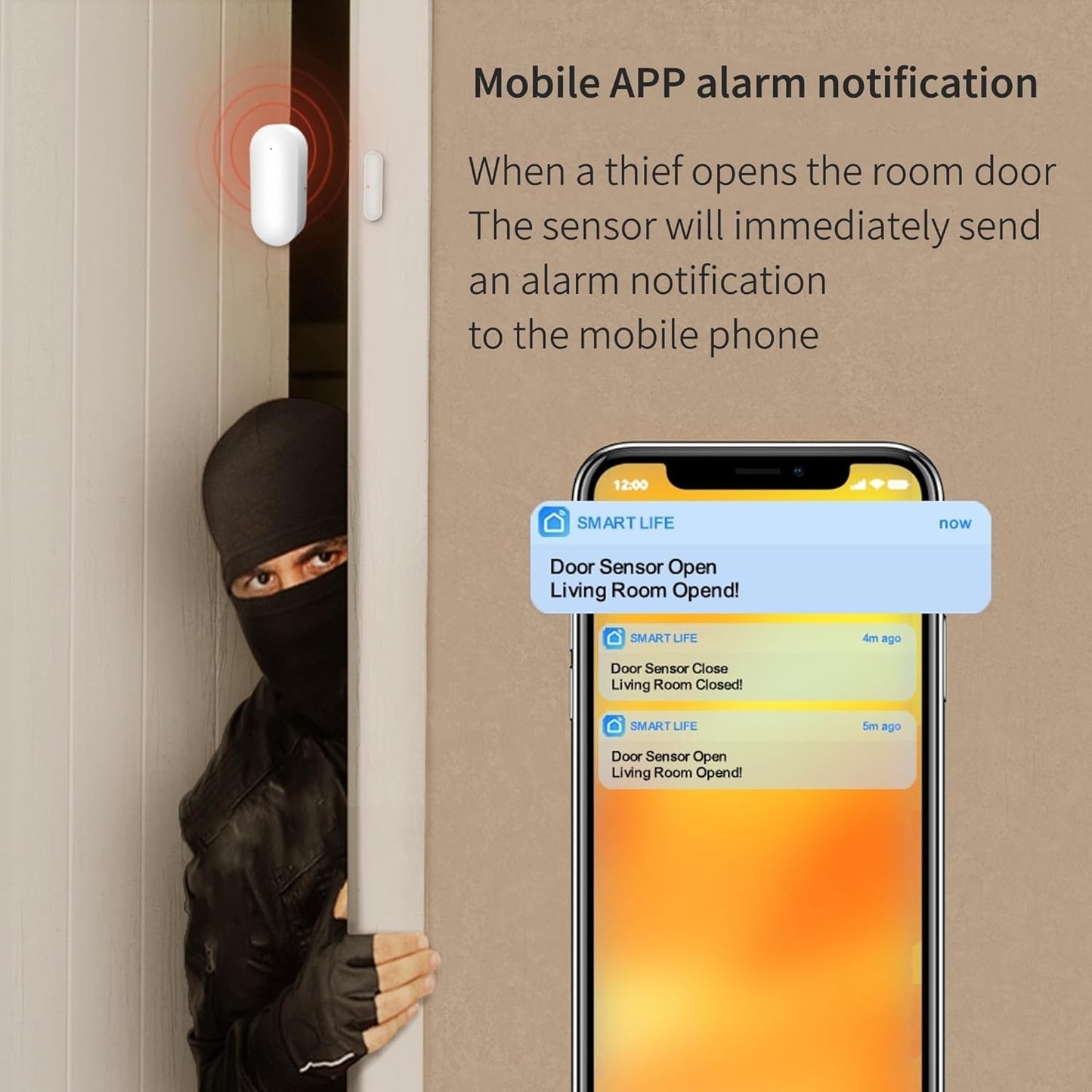 Smart WiFi Door & Window Sensor – Wireless Magnetic Alert, Alexa & Google Home