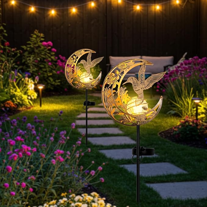 JOBOSI Solar Moon Hummingbird Decorative Light Gift Portable Decorative Ground Stake Light Mother's Day Gift, Gifts for Women Mom Grandmothers, Garden Lawn Decor Christmas & New Year Gift