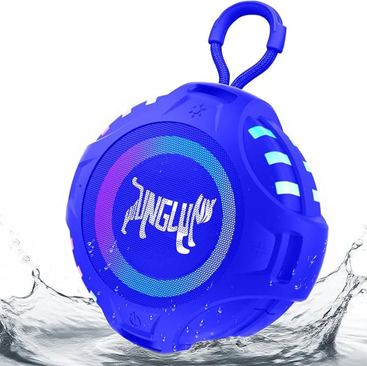 Wireless Bluetooth Speaker, Blue Tooth Portable Speaker with IPX6 Waterproof, 2500mAh Battery, TWS Pairing, RGB Light, Built in Mic, Support TF Card, USB, Unisex Gifts for Bathroom Party Home - Blue