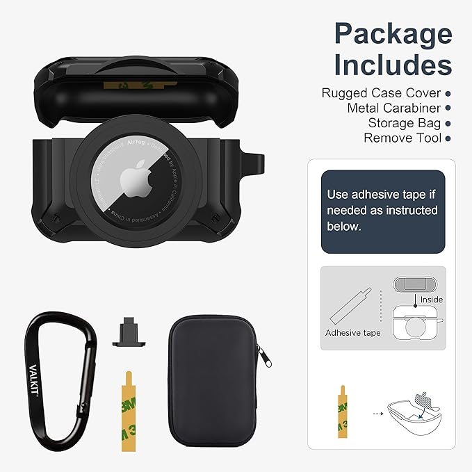 Valkit Compatible Airpods Pro 2/1 Case and AirTags Cover, 2 in 1 Rugged Protective Cases Shockproof Air Pod Pro Cases for Men Women iPod Airpods Pro 2nd/1st Generation Case and Airtag(Black)