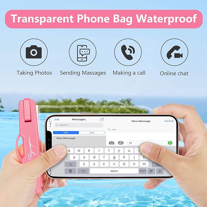 Waterproof Phone Pouch Bag - 7.5in Water Proof Cell Phone Case for Beach Travel, IPX8 Dry Bag with Lanyard for iPhone 16 15 14 Pro Max Galaxy S25+ S24+ Pixel 10 Pro, Cruise Essentials 2025