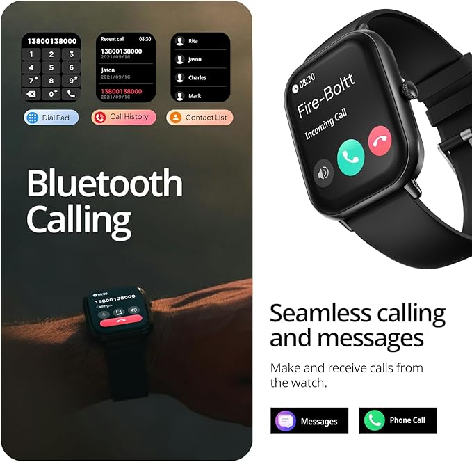 Fire-Boltt Ninja Call Pro Max 51.05mm (2.01 inch) Display Smart Watch, Bluetooth Calling, 120+ Sports Modes, Health Suite, Voice Assistance (Black)
