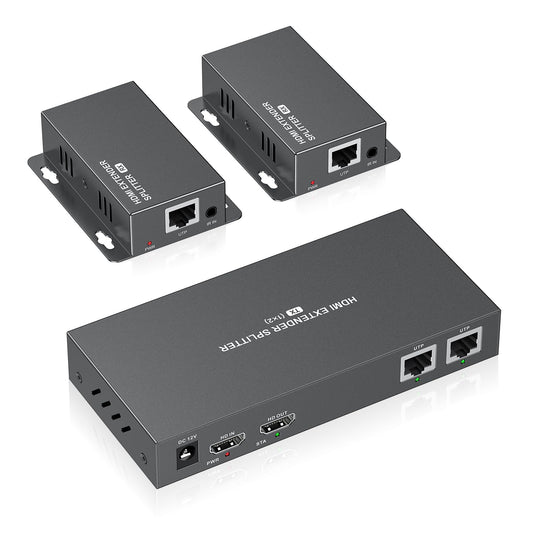 4K 1×2 HDMI Extender Splitter 1 in 2 Out Over CAT6/7 Ethernet Cable