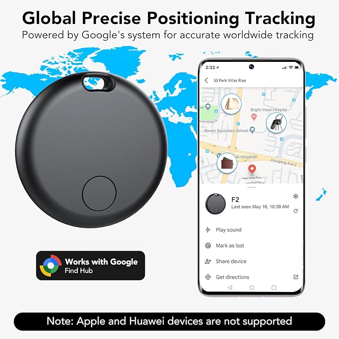 Bluetooth Tracker Tag for Android 4-Pack – GPS Item Finder for Keys, Wallet & Luggage, No Monthly Fee
