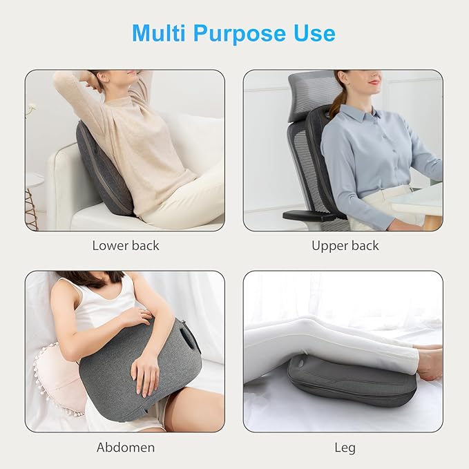 CooCoCo Shiatsu Back Massager with Heat, FSA Eligible Massager for Lower Back Pain Relief, Deep Tissue Kneading Massage, HSA Store Eligible Items, for Home Office Use