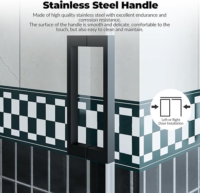 Shower Door 56-60" W x 76" H, Sliding Door, 1/4" (6mm) Clear Tempered Glass, Space-Saving Design for Modern Bathrooms