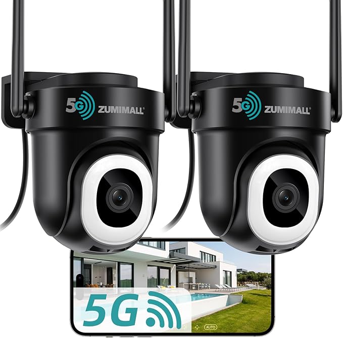 ZUMIMALL 2K Cameras for Home Security, 2.4G/5G WiFi Camera for 24/7 Recording | Motion & Noise Detection, Auto Tracking, Cloud & No-Monthly-Fee SD Storage | Works with Alexa Google - 2-Pack (Black)