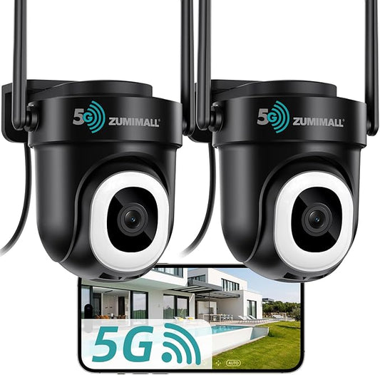 ZUMIMALL 2K Cameras for Home Security, 2.4G/5G WiFi Camera for 24/7 Recording | Motion & Noise Detection, Auto Tracking, Cloud & No-Monthly-Fee SD Storage | Works with Alexa Google - 2-Pack (Black)