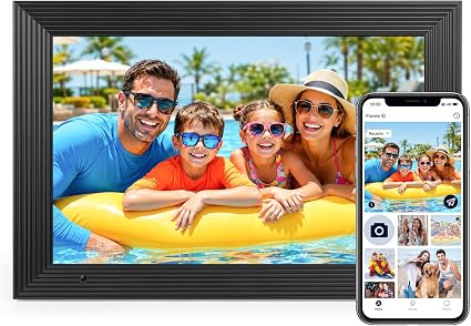 WiFi Digital Picture Frame, 10.1 Inch 1280×800 HD IPS Touch Screen Smart Photo Frame, Built-in 32GB Storage, Auto Rotation, Photo Sharing via AiMOR App, Ideal Gift for Family & Friends, Black