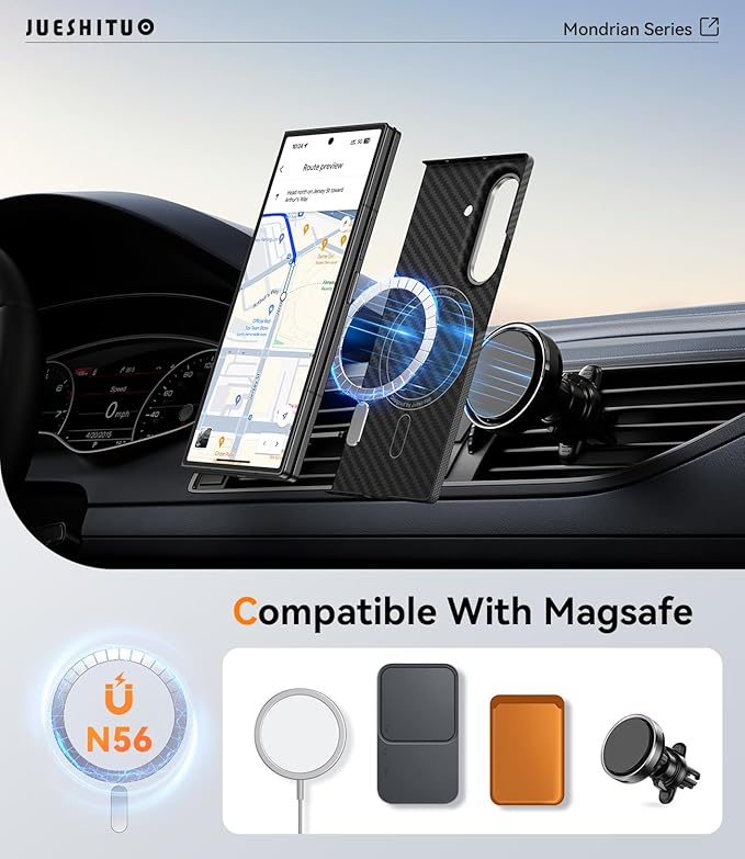 JUESHITUO for Samsung Galaxy Z Fold 7 Case: Ultra Slim 600D&1500D Aramid Fiber Made Fold 7 Case, [Fit for MagSafe] Minimalist Carbon Fiber Textures -Less Touch Feeling, Sturdy Magnetic Thin Cover