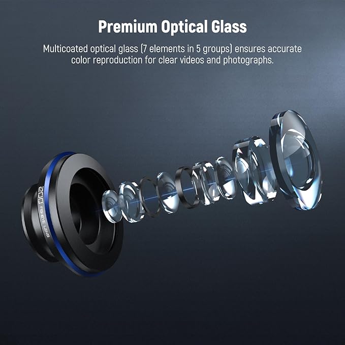 NEEWER 200° Fish Eye VR Lens with 17mm Thread Phone Lens Clip for Panoramic View, Live Streaming, Outdoor Landscape, Architecture, Compatible with iPhone 17 16 Pro Max S25 Ultra