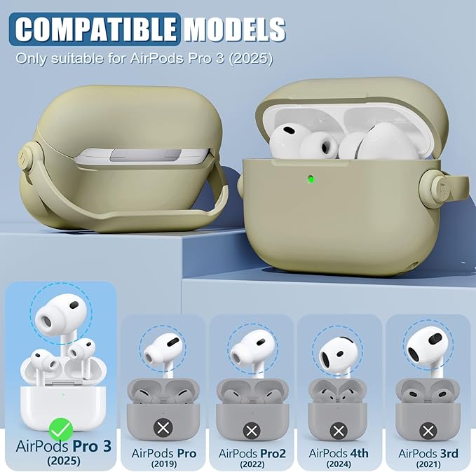 for Airpods Pro 3 Case,Safety Lock Cases for Apple Airpod Pro 3 (2025) with Cleaner Kit, Drop Protection Air pods Pro3 Case Cover for Men for Women with Keychain,Straw Yellow
