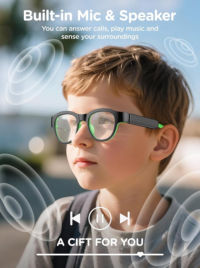 Smart Bluetooth Glasses for Kids with Blue Light Protection