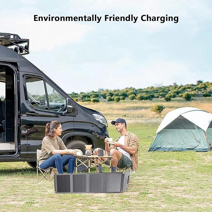35W Portable Solar Charging Panel with USB-A/Type-C/DC Ports for Mobile Phones, Waterproof Smartphone Battery Charger, Foldable Solar Panel for Emergency Camping, Outdoor and Travel (Grey)
