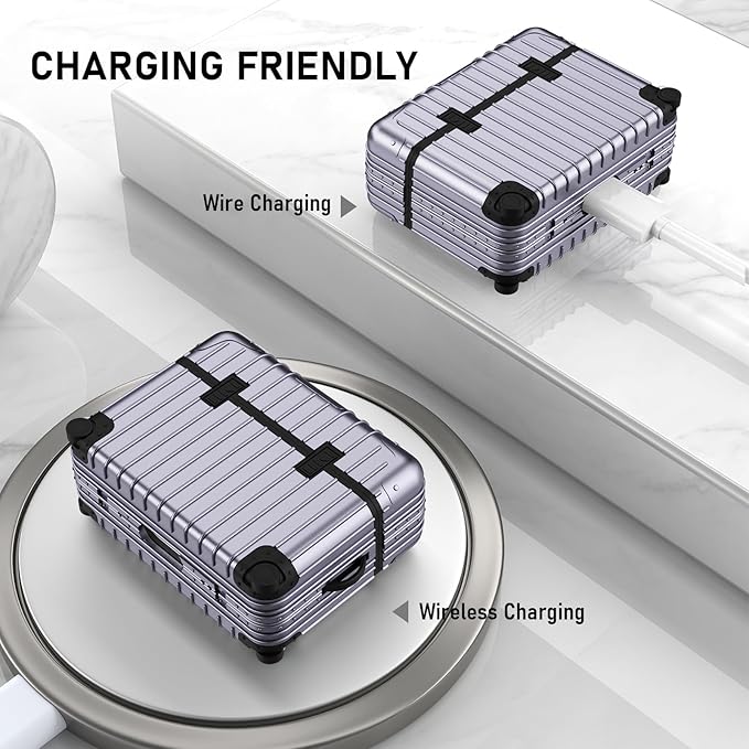 KOREDA for AirPods Pro 2nd/1st Generation Case, Cute Funny Suitcase Design Case for Airpods Pro 2, Fashion Protective Hard Cover for Women Men with Keychain