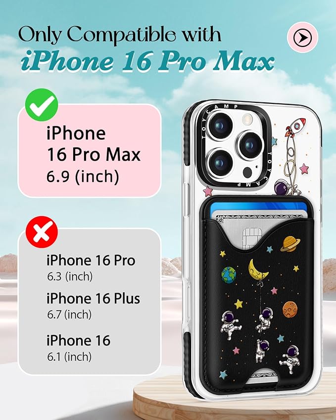 Toycamp for iPhone 16 Pro Max Case - Compatible with Magsafe Credit Card Holder Wallet Magnetic Cute Women Teen Girls Kawaii Girly Unique Man Boys Design Phone Cover for Apple 16 Promax 6.7"