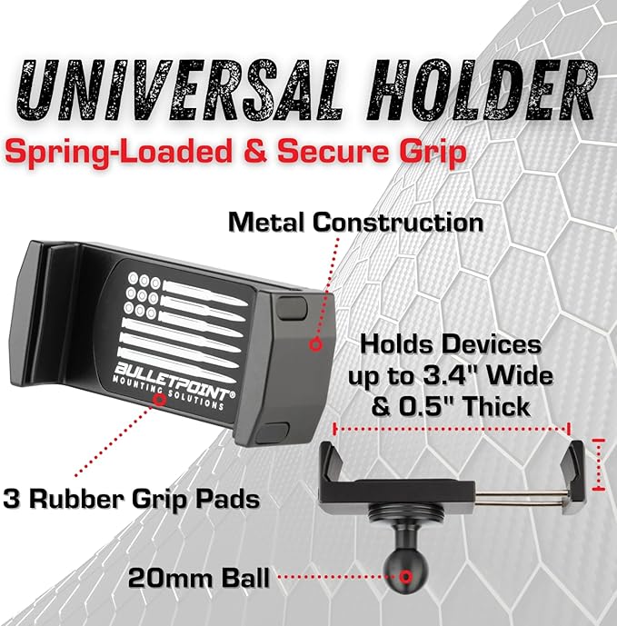 Bulletpoint RubiGrid Metal Dash Mount Phone Holder Multi-Device Mount Compatible with 2023+ Ford Super Duty (Spring-Loaded)