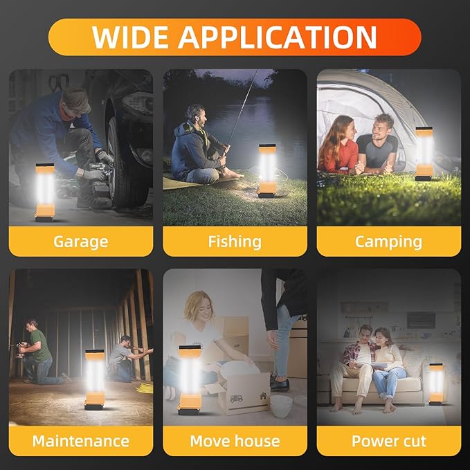 LED Work Light for DEWALT 20V Battery, 2900LM Outdoor LED Camping Lantern 360°, 2 Modes Portable Inspection Light for Car Repair,Workshop, Hide Hand and Type-C Charging Port