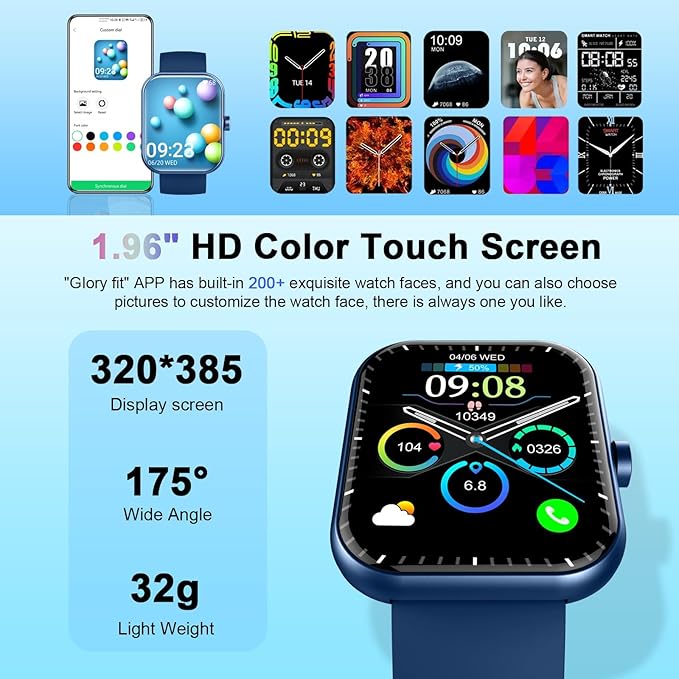 Smart Watch (Answer/Make Call), 1.96" HD Smartwatch for Women, 2025 Fitness Watch with 112+ Sport Mode/Pedometer/Calories/Sleep/Heart Rate Monitor, IP68 Waterproof Fitness Tracker for Android iOS