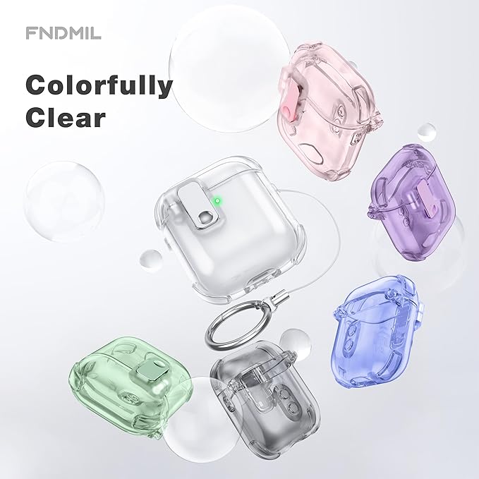 Case for AirPods 1/2 Case Cover with [Lock Safety & Pop Up][Military Shockproof] Anti-Yellow Transparent Soft TPU Wireless Charging for AirPods 1st/2nd Generation Case with Keychain,Clear