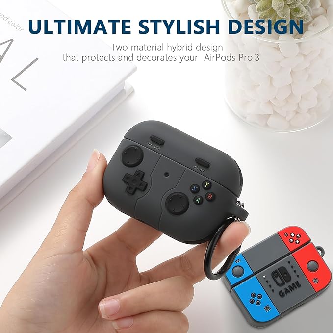 [2Pac] Compatible Airpods Pro 3 Case(2025),Cute Gamepad Design Cases Soft Silicone Protective Cases for Apple AirPods Pro 3rd Generation Case,Airpod Pro 3 Cover with Keychain for Men/Boy
