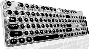 Wireless Typewriter Style Mechanical Keyboard with White Backlit, Full Size