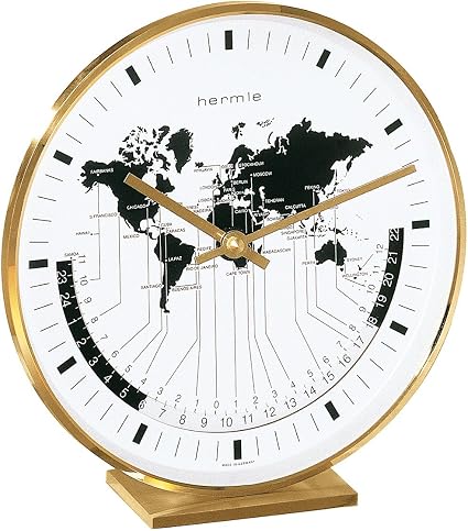 Hermle Buffalo I Brass Casing World Time Tabletop Clock
