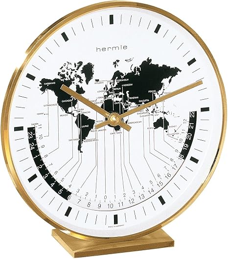 Hermle Buffalo I Brass Casing World Time Tabletop Clock