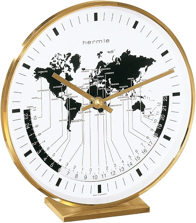 Hermle Buffalo I Brass Casing World Time Tabletop Clock