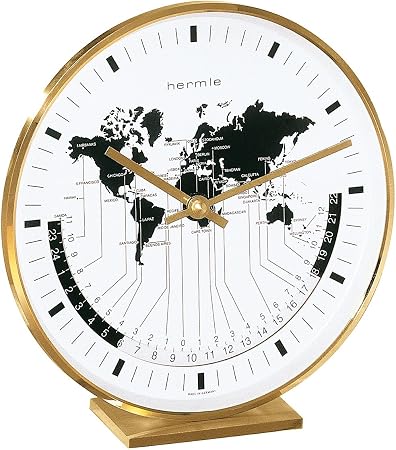 Hermle Buffalo I Brass Casing World Time Tabletop Clock