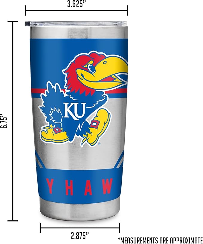 Rico Industries NCAA 20oz Stainless Steel Tumbler with Lid - Great For Coffee, Tea, Water or Cocktails