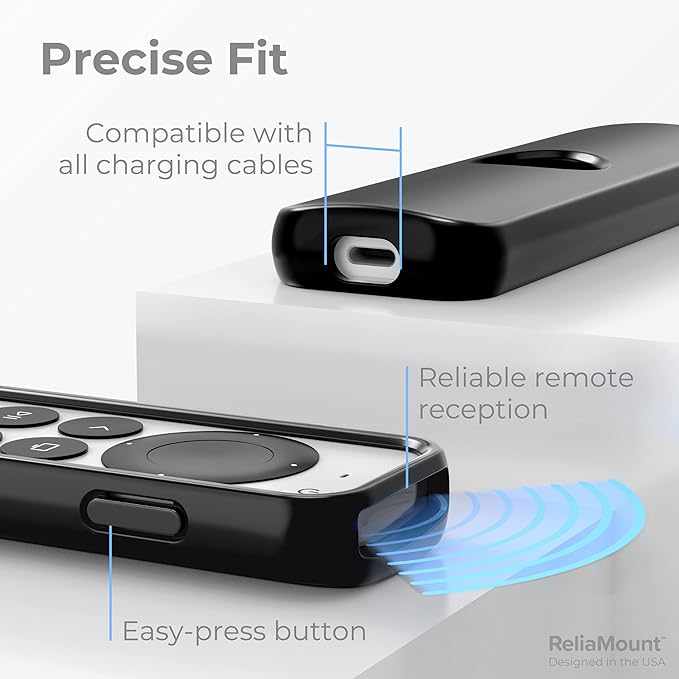 Case for Apple TV Remotes – Premium Drop Protection and Comfortable to Hold – Designed in USA (Premium Black with Soft Microfiber Lining)