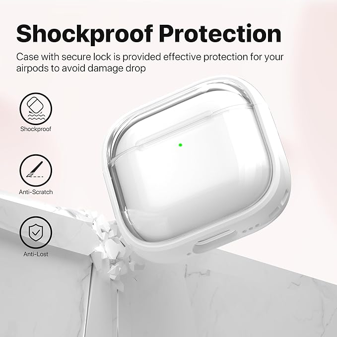 Valkit Compatible Airpods 4 Case Cover, Soft TPU Airpods 4th Generation Case with Cleaner Kit, Shockproof Protective Case with Keychain for Apple AirPods 4 Gen Cases for Women Men(White)