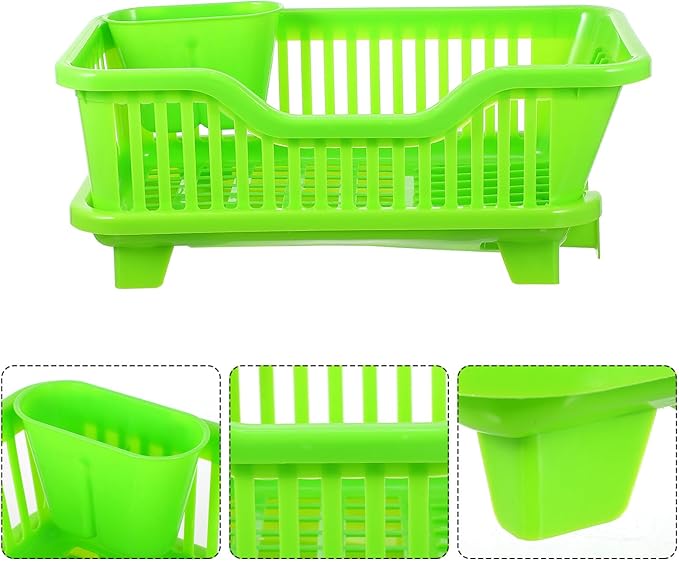 Multifunction Kitchen Tableware Draining Rack with Side Drainage Medium Plastic Bowl Holder Organizer for Chopsticks Cups Spoons Forks Space-Saving Sink Plate and Utensil Storage