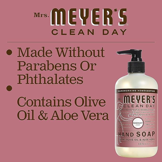 Mrs. MEYER'S CLEAN DAY Variety, 2 Liquid Hand Soap 12.5 OZ, 1 Liquid Dish Soap, 16 FL OZ (Rosemary)