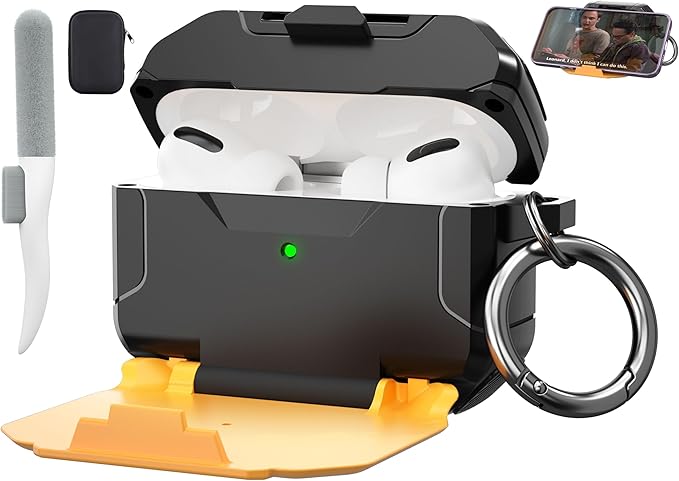 Valkit Compatible Airpods Pro 2nd/1st Generation Case Cover, Military Rugged AirPods Pro 2 Case with Keychain & Cleaning Pen Shockproof Protective Case for Air Pod Pro 2nd/1st Gen 2023/2022/2019