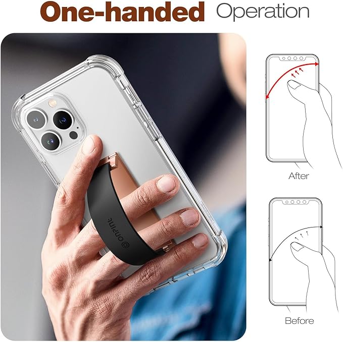 Phone Grip Finger Ring Holder 4 Inch, Mobile Phone Slim Finger Ring Holder Kickstand 2 in 1, Compatible with iPhone, Samsung and Most Smartphones, Black