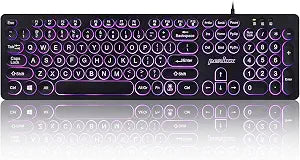 Perixx PERIBOARD-317R Wired Backlit USB Keyboard - Big Print Letter - Tri-Color Illuminated LED - Stylish Round Keycaps - US English