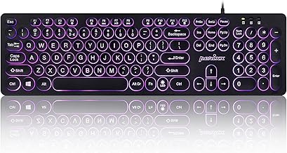 Perixx PERIBOARD-317R Wired Backlit USB Keyboard - Big Print Letter - Tri-Color Illuminated LED - Stylish Round Keycaps - US English - Image 1