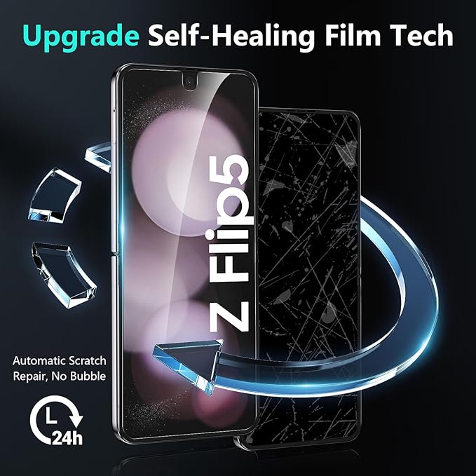 YWXTW [ 2023 Upgraded Alignment Tool for Samsung Galaxy Z Flip 5 Screen Protector, 2 Pack Inner Soft EPU + 2 Pack Front Tempered Glass + 2 PCS Metal Camera Lens Protector, Case Friendly