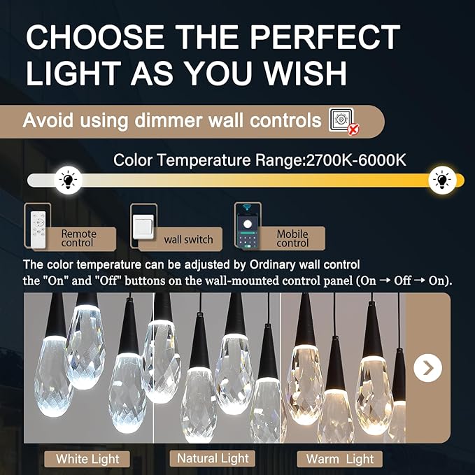 14-Lights Modern Rectangular Chandelier LED Black Pendant Light Fixture Raindrop Ceiling Chandeliers for Living Room Staircase Foyer