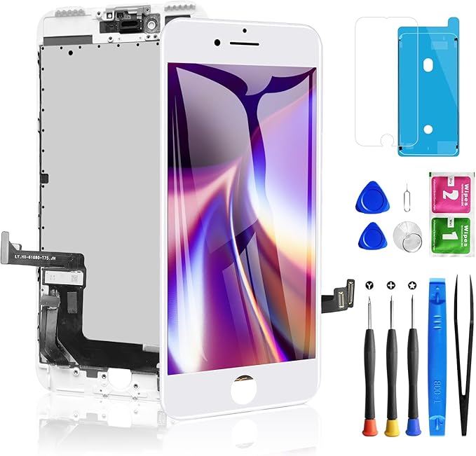 for iPhone 7 Plus Screen Replacement 5.5 Inch White, Diykitpl 3D Touch LCD Screen Digitizer Replacement for A1661,A1784,A1785, with Repair Tools Kit+Magnetic Screw Mats+Screen Protector