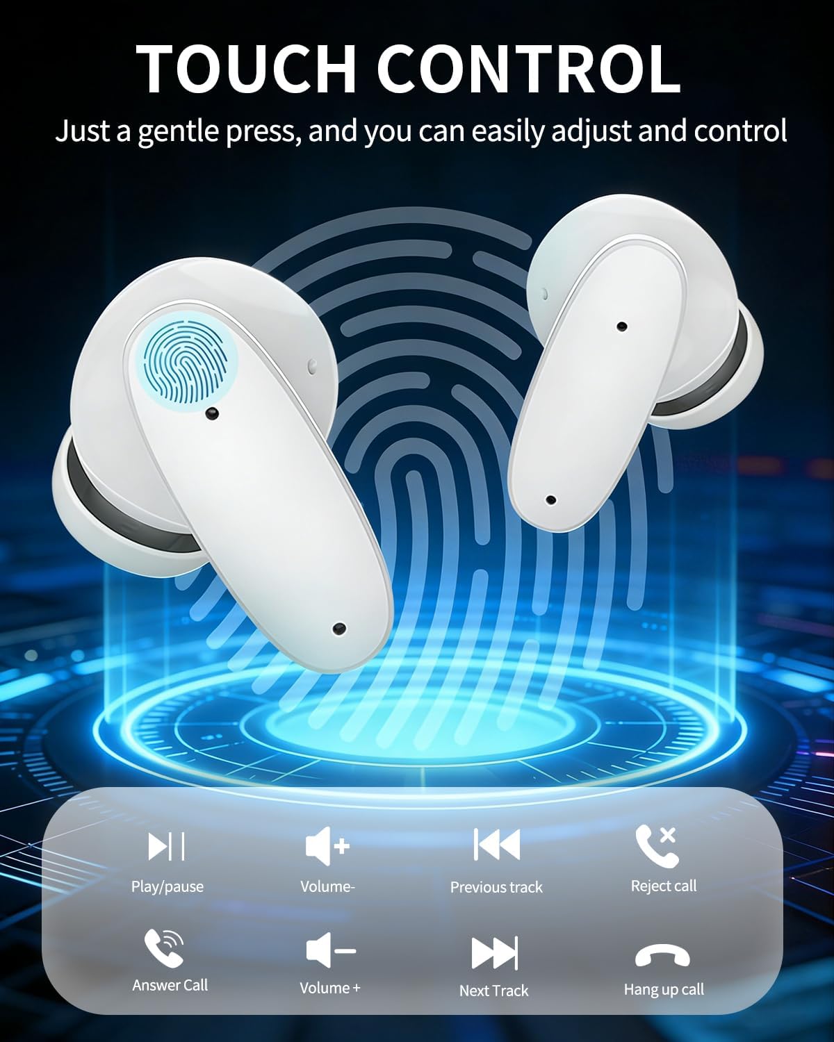 True Wireless Earbuds – Bluetooth 5.4, Dual ENC ANC Noise Canceling, 13mm Deep Bass, IPX7 Waterproof, 18H Playtime | Techloop Living