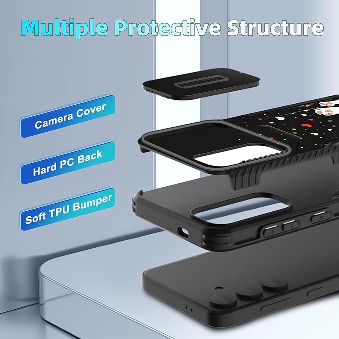 for Galaxy S24 FE Case Built in Slide Camera Lens Cover,Heavy Duty Shockproof Protection Dual Layer Case for Samsung Galaxy S24 FE 5G 6.7" 2024,Cute Cat Paw Heart