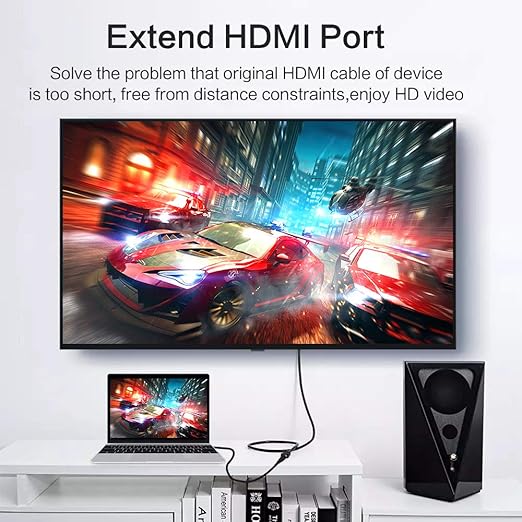 Cmple - HDMI Extension Cable 15 ft Male to Female HDMI Adapter Cord 4K@60Hz 2150p 1080p 3D Audio/Video Extender Compatible with Laptop, Gaming PC, HDTV