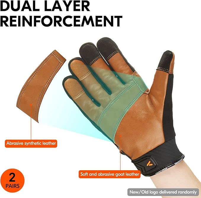 Vgo... 2-Pairs -4℉ or above 3M Thinsulate C100 Winter Warm Waterproof Light Duty Mechanic Glove, High Dexterity, Anti-abrasion, Rigger Glove (Size S, Black&Brown, GA9603FW)