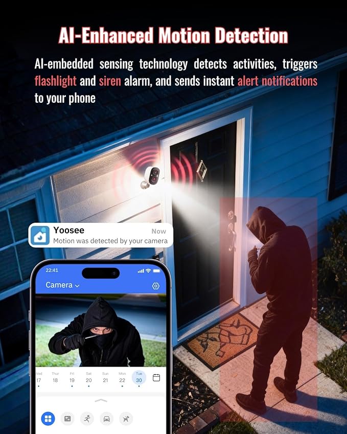 Security Cameras Wireless Outdoor, 2.5K WiFi Battery Powered Cameras for Home Security with AI Motion Detection, Color Night Vision, IP66 Weatherproof, 2-Way Audio, SD/Cloud Storage, 2-Pack